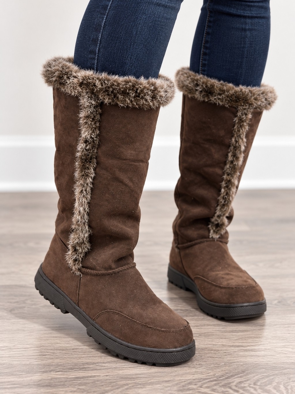 Rampage Abagail 1 Brown Faux Suede Faux Fur Lined Winter Boots Women’s Size 8